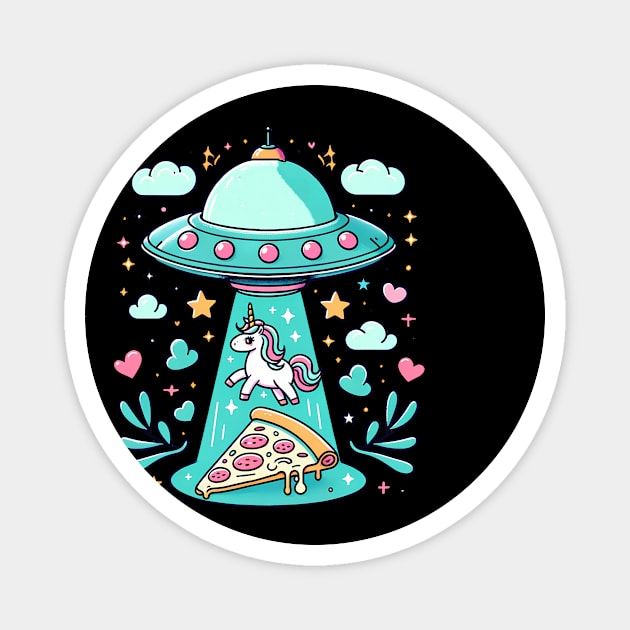 Funny Pizza Unicorn Ufo Magnet by logiamerch